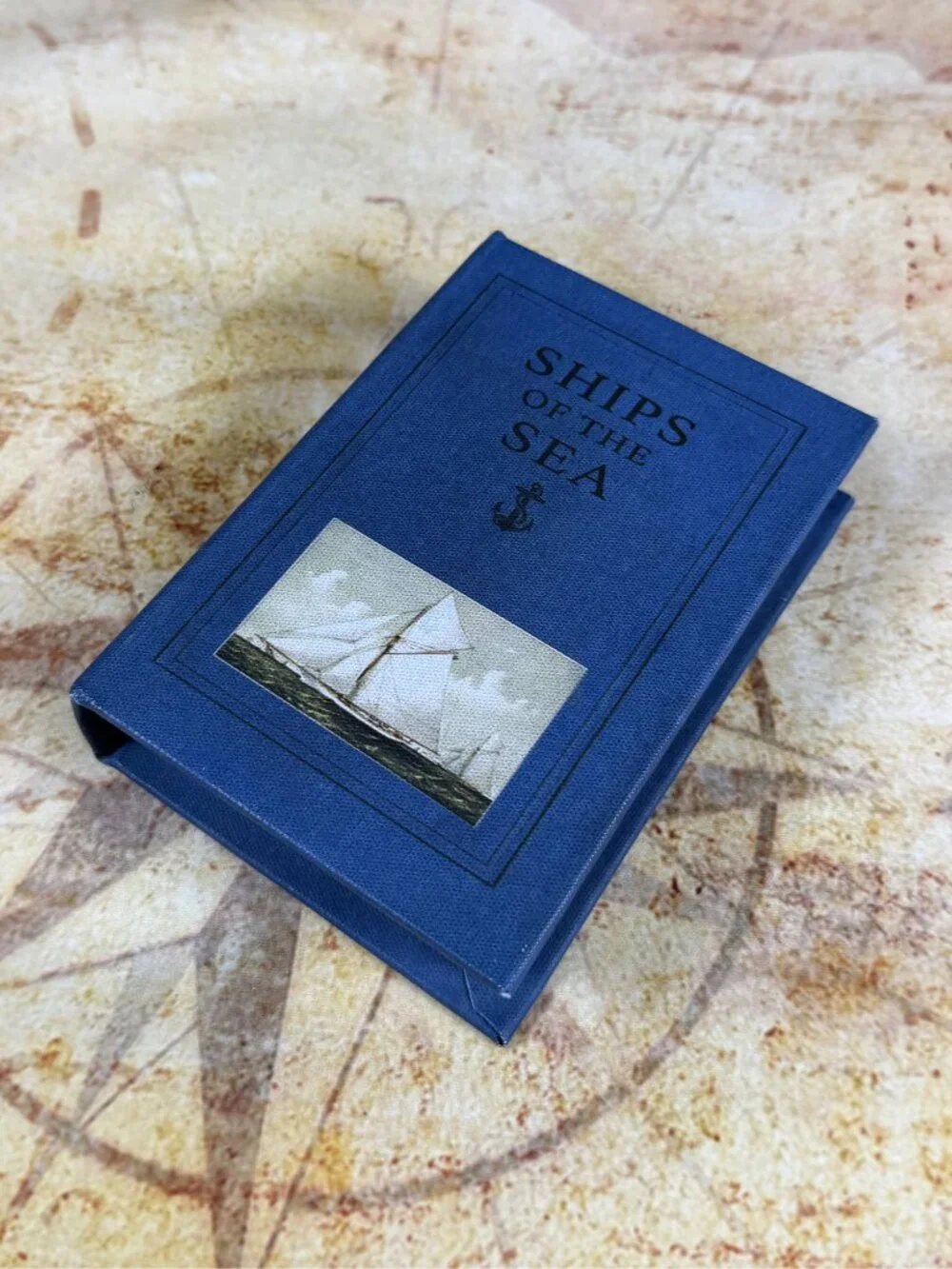 Ships of the Sea Decorative Book Storage Box | Nautical Hidden Storage
